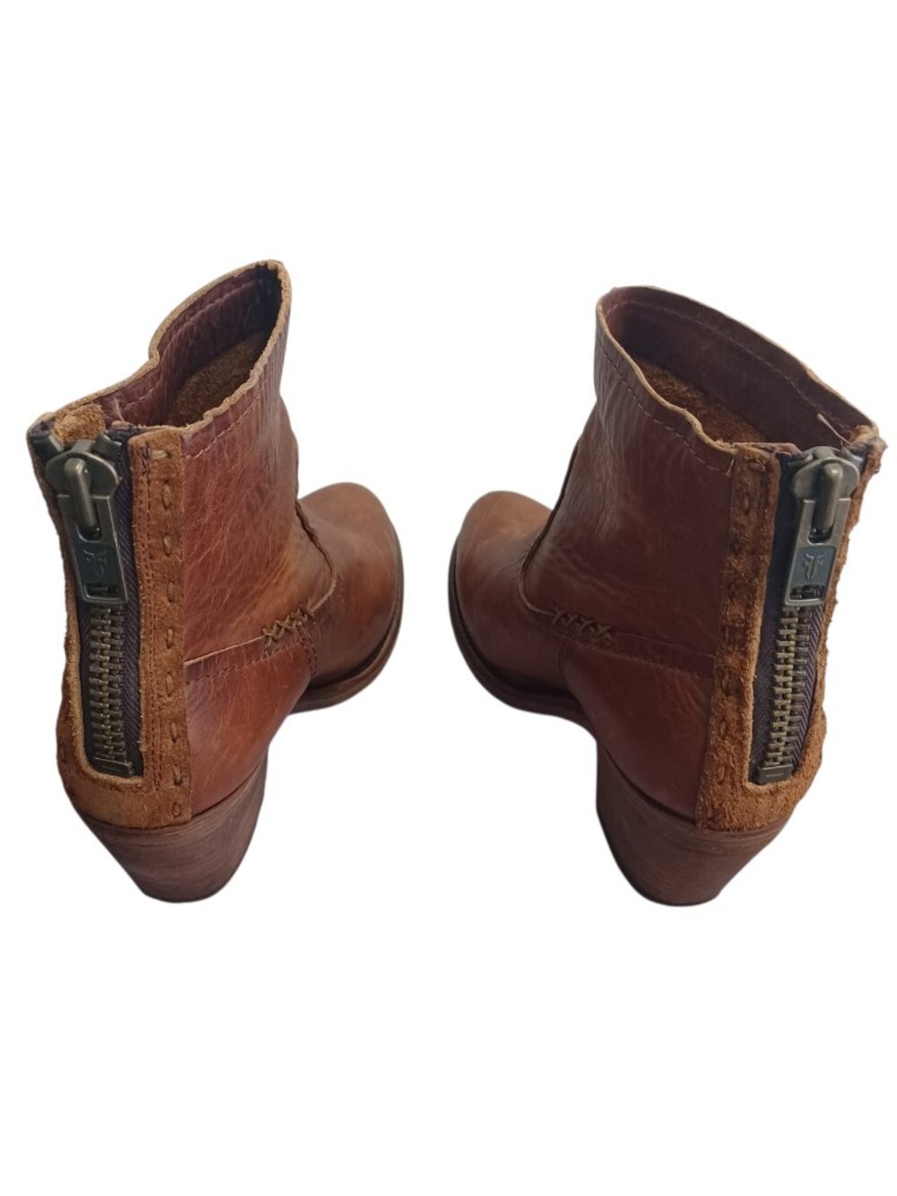 Frye Leslie Artisan Cognac Brown Short Ankle Boots Size 71/2 B - Picture 7 of 9